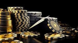 Tampilan tangan awal pemain dengan dua kartu di meja blackjack
